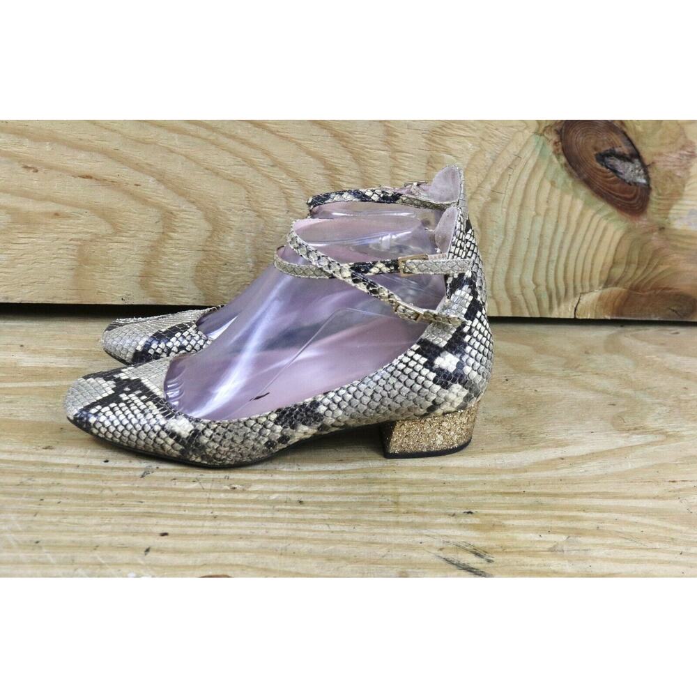 KATE SPADE Shoes Women 7M Snake Skin Leather Marcellina Ankle Strap Pump Italy